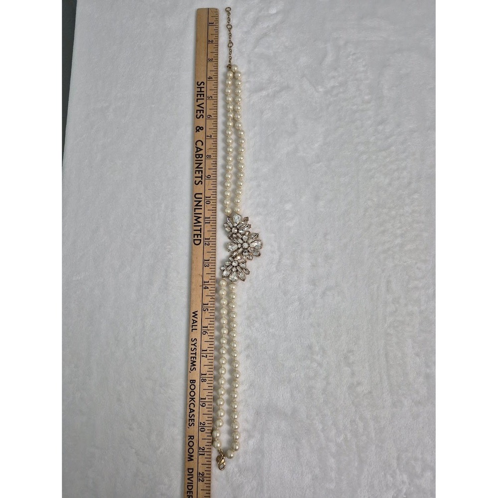 Necklace J. Crew Cream Gem Pearl Double Strand Statement Jewelry - Picture 11 of 16
